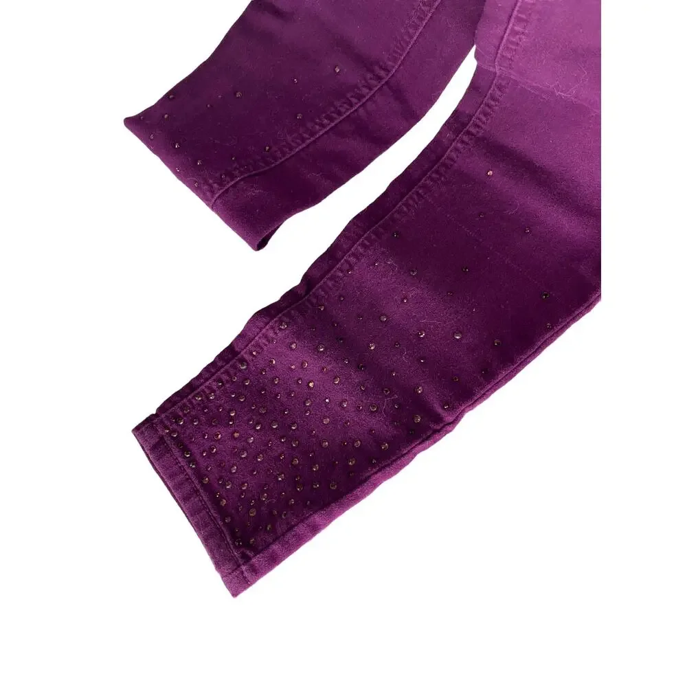 Justice Girls Purple Embellished Mid-Rise Leggings Youth Size 12